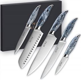 img 4 attached to EUNA 5 PCS Professional Kitchen Knife Set With Acrylic Handle And Coating, Multipurpose Chef Knives For Home Cooking Use, Gift Box Included (White)