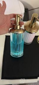 img 5 attached to 2 Pack MDesign Clear/Soft Brass Fluted Plastic Soap Dispensers For Bathroom Vanity, Kitchen Sink - Refillable Pump Bottles For Hand Soap, Dish Soap, Essential Oils, Ivey Collection