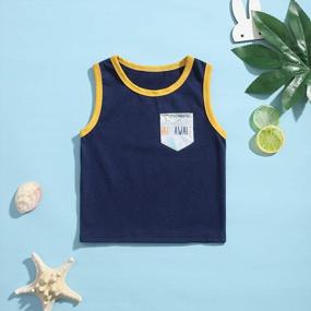 img 3 attached to 2Pcs Toddler Baby Boys Summer Outfit: Bear Letter Print Vest & Shorts Set