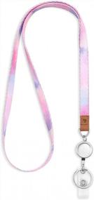 img 4 attached to MNGARISTA Necklace Teacher Lanyard, Retractable ID Lanyard For Women, Gradient Pink