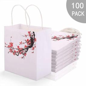 img 3 attached to Get 100 Stunning White And Red Flower Kraft Paper Bags With Handles For Every Occasion - Perfect For Baby Showers, Parties, Gifts, Shopping, And More With MDAIRC!