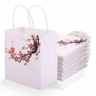 get 100 stunning white and red flower kraft paper bags with handles for every occasion - perfect for baby showers, parties, gifts, shopping, and more with mdairc! logo