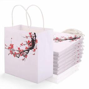 img 4 attached to Get 100 Stunning White And Red Flower Kraft Paper Bags With Handles For Every Occasion - Perfect For Baby Showers, Parties, Gifts, Shopping, And More With MDAIRC!