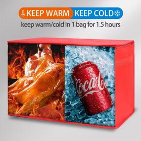 img 2 attached to XX-Large Изолированная многоразовая сумка для продуктов - Keep Frozen Foods Cold &amp; Shopping Accessories Cooler с верхом на молнии, красный