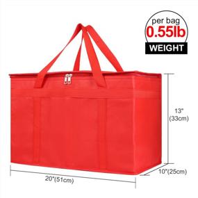 img 3 attached to XX-Large Изолированная многоразовая сумка для продуктов - Keep Frozen Foods Cold &amp; Shopping Accessories Cooler с верхом на молнии, красный
