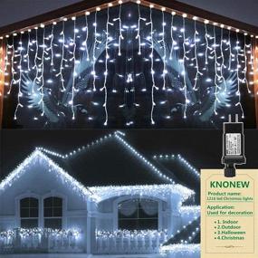 img 1 attached to 99Ft 1216 LED Outdoor Christmas Lights Decorations, 8 Modes Curtain Fairy String Light With 228 Drops Clear Wire LED Indoor Decor For Wedding Party Holiday Cool White