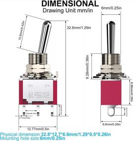 img 3 attached to Упаковка из 5 тумблеров DIYhz - 3 клеммы, 2 положения ON-ON, 6 мм, рассчитаны на 2A 250 В переменного тока / 5A 125 В переменного тока, с опцией красного цвета