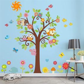 img 2 attached to 🦉 Vibrant Owls on Tree Wall Sticker: Colorful 3D Animal Decals for Kids, Baby Girls' Nursery & Playroom Decoration - DIY Vinyl Home Wall Art