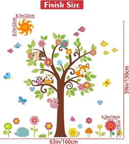 img 3 attached to 🦉 Vibrant Owls on Tree Wall Sticker: Colorful 3D Animal Decals for Kids, Baby Girls' Nursery & Playroom Decoration - DIY Vinyl Home Wall Art