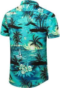 img 2 attached to 🌺 Top-rated EUOW Hawaiian Sleeves Printed Button Men's Clothing - Perfect Shirts for Style and Comfort