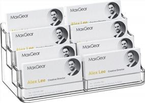 img 4 attached to Акриловый держатель для визитных карточек MaxGear для стола Держатели для нескольких визитных карточек, подставка для визитных карточек Держатель для визитных карточек, прозрачный пластиковый держатель для визитных карточек Дисплей для офиса, 8 карманов