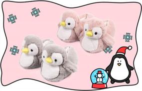 img 2 attached to Женские тапочки с милыми пингвинами и животными, уютная пушистая плюшевая зимняя теплая домашняя обувь