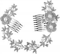 pearl and crystal bridal hair comb with flower and leaf elements - ideal valentine's day gift for girls and women logo