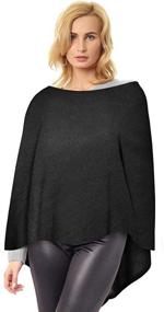 img 4 attached to Velanio Cashmere Knitted Poncho Black Women's Accessories - Scarves & Wraps