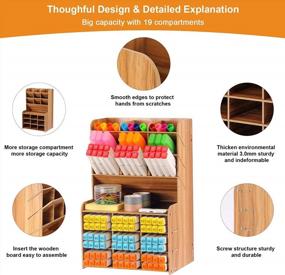 img 2 attached to Organize Your Desk With Marbrasse Upgraded Wooden Pencil Holder - Art Supply & Stationary Organizer Caddy (B16GZ-Cherry)
