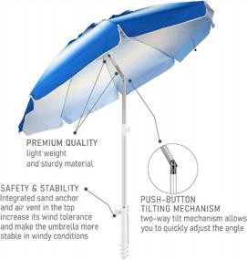 img 2 attached to AMMSUN Portable 6.5 Ft Beach Umbrella With Sand Anchor - Heavy Duty Wind And UV 50+ Sun Protection For Outdoor Patio, Garden, And Carrying Bag Included - Dark Blue