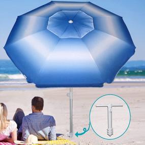 img 3 attached to AMMSUN Portable 6.5 Ft Beach Umbrella With Sand Anchor - Heavy Duty Wind And UV 50+ Sun Protection For Outdoor Patio, Garden, And Carrying Bag Included - Dark Blue