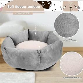 img 1 attached to 🐱 Round Cat Beds by Kphico: Washable & Slip-Resistant Six-Sided Bed for Calming Dogs & Cats