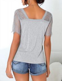 img 2 attached to Scalloped Lace V-Neck Tee Shirt With Short Sleeves, Perfect For Summer - LookbookStore Women'S Fashion