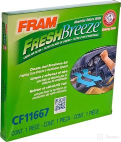 img 2 attached to 🚗 FRAM Fresh Breeze Car Cabin Air Filter Replacement with Arm and Hammer Baking Soda - Easy Installation, CF11667 - for Chevrolet Vehicles (Select Models) - White