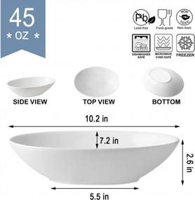 img 3 attached to ZONEYILA White Porcelain Deep Oval Serving Bowls: Commercial Grade, Chip Resistant, Ideal For Snacks, Sides & Vegetables - Set Of Two, 10 Inches