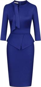 img 3 attached to Moyabo Women'S Tie Neck Vintage Peplum Business Dress For Formal Work