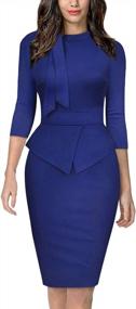 img 4 attached to Moyabo Women'S Tie Neck Vintage Peplum Business Dress For Formal Work