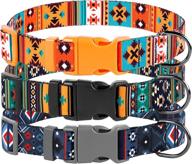 adjustable southwest dog collar with tribal pattern - for small, medium, and large dogs - aztec print pet collars logo