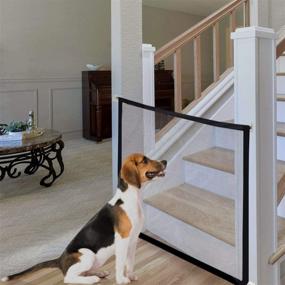 img 4 attached to 🐾 QUV Mesh Dog Gate for House - Magic Pet Gate for Stairs, Baby Gate Door, Portable Safety Guard Fence Indoor Doorway