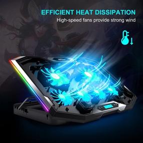 img 3 attached to TopMate C11 Laptop Cooling Pad - 6 Quiet Fans, RGB Gaming Notebook Cooler, Adjustable Height & Phone Holder For 15.6-17.3 Inch Laptops - Ice Blue LED Light