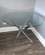 img 1 attached to Stylish 5-Piece Dining Set With Round Glass Table And 4 Faux Leather Chairs For Home And Office Use review by Kari Reynolds