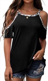 img 4 attached to Women'S Cold Shoulder Leopard Print Strappy T-Shirt Blouse Tunic 2021
