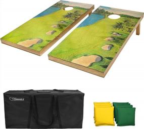 img 4 attached to Upgrade Your Outdoor Fun With GoSports' 4 Ft X 2 Ft Premium Wood Cornhole Set - Vintage Wood Designs