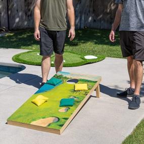 img 2 attached to Upgrade Your Outdoor Fun With GoSports' 4 Ft X 2 Ft Premium Wood Cornhole Set - Vintage Wood Designs