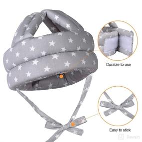 img 1 attached to 👶 TORASO Gray Star Baby Head Protector & Knee Pads for Crawling - Infant Safety Helmet & Walking Baby Helmet (6-36 Months)
