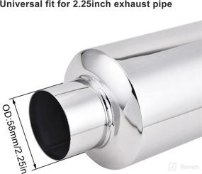 img 2 attached to 🚗 2.25-Inch Inlet Outlet Stainless Steel Exhaust Muffler - Straight Through Design, 13.8-Inch Length, by EVIL ENERGY