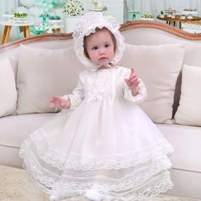 img 3 attached to Baby Girls Christening Dress Flower Toddler Formal Party Wedding Special Occasion Fall Baptism Dress