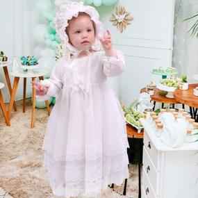 img 1 attached to Baby Girls Christening Dress Flower Toddler Formal Party Wedding Special Occasion Fall Baptism Dress