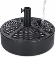 fruiteam plastic umbrella base stand - fillable, 46.3 lb water table patio umbrella base - weighted, heavy duty outdoor patio market umbrella stands for lawn, garden, pool (black, rattan weave) logo