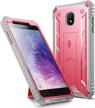 rugged case with kickstand and built-in screen protector for samsung galaxy j7 v 2nd gen/j7 refine/j7 star/j7 crown/j7 top - poetic revolution full-body heavy duty case in pink logo