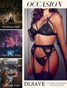 img 1 attached to 🌸 Stunning 2-Piece Lace Embroidered Bralette Floral Lingerie Set - Bridal Eyelash Bra and Panty Set with Mesh Underwear - Elegant Negligee