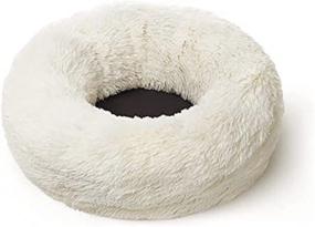 img 4 attached to 🐱 Cozy and Waterproof Soft Round Donut Cat Bed - Perfect for Indoor Cats and Small-Medium Size CatDogs. Fluffy, Washable, and Calming Pet Bed with Plush Cushion in One Size (White)