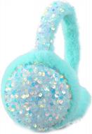 winter ear warmers for girls and women - luckybunny knit earmuffs with sequins and plush lining for cold weather outdoor activities logo