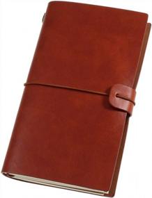img 4 attached to Leather Refillable Journal For Men Women, Travelers Notebook With Blank Paper, 1 PVC Zipper Pouch & 18 Card Holder, 4.7 X 7.9In (Brown)