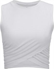 img 3 attached to Missufe Women'S Workout Crop Tops Sleeveless Active Wear Athletic Cropped Cross Wrap Casual Tank Tops