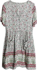 img 1 attached to 👗 Stylish Bohemian Printed Dresses with Pockets for Women by TEMOFON