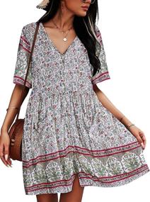 img 4 attached to 👗 Stylish Bohemian Printed Dresses with Pockets for Women by TEMOFON