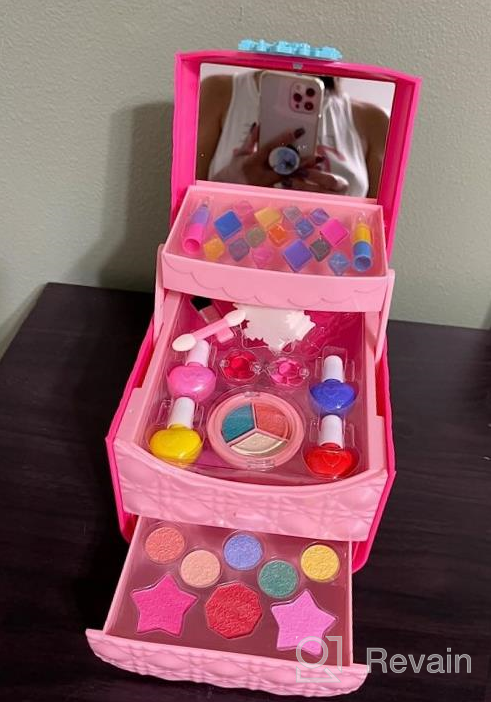 img 1 attached to KIZCITY Washable Kids Makeup Kit - 50-Piece Set Of Safe And Non-Toxic Cosmetics For Little Girls, Perfect Frozen Toy For Ages 3-12 | Ideal Christmas Or Birthday Gift For Toddlers And Kids review by Kyle Collins