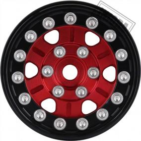img 1 attached to Red INJORA 1.0 Beadlock Wheels Hub Metal Micro Wheel Rim For TRX4M, Axial SCX24, Gladiator Bronco C10 Deadbolt JLU 1/18 & 1/24 RC Crawler Car