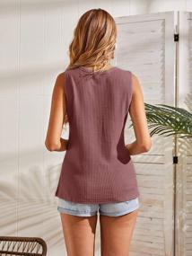 img 1 attached to Summer Sleeveless V-Neck Waffle Knit Tank Tops For Women - Casual, Loose-Fitting Tee Shirts
